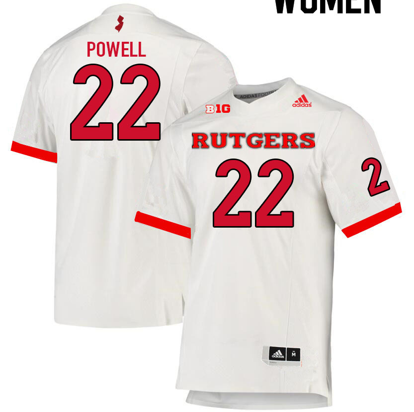 Women #22 Tyreem Powell Rutgers Scarlet Knights College Football Jerseys Sale-White